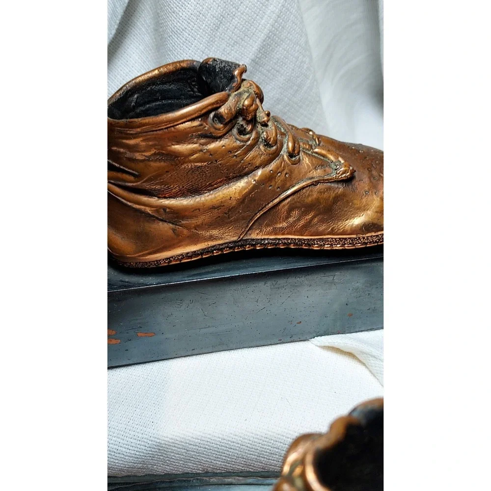 Vintage Bronze Copper Baby Shoe Bookends‎